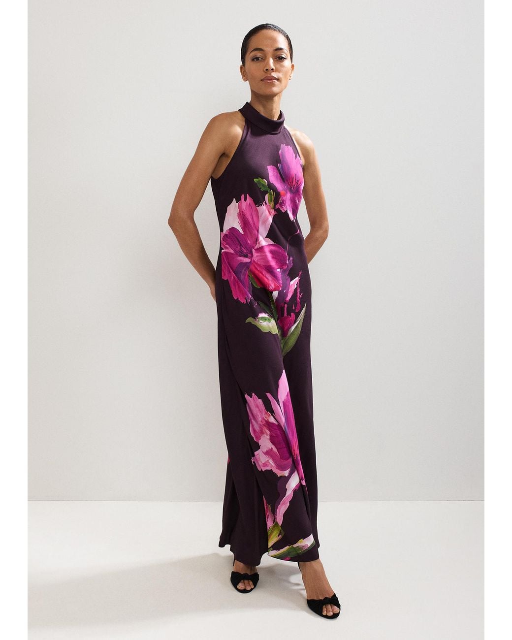 Phase Eight Red Petite Marcella Satin Printed Maxi Dress