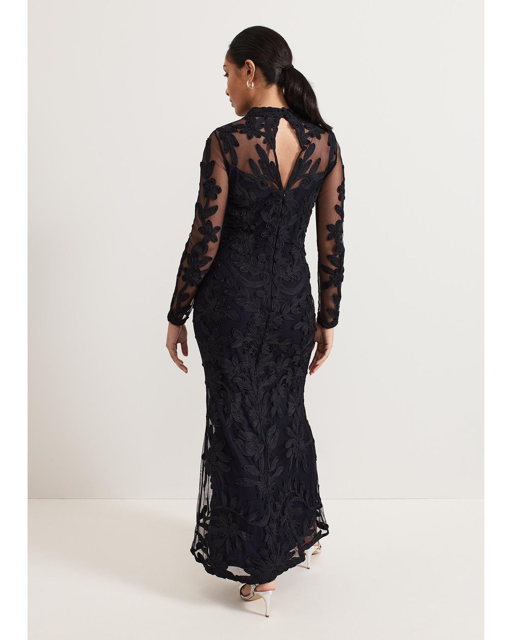 Phase Eight Black Petite Geneve Tapework Maxi Dress
