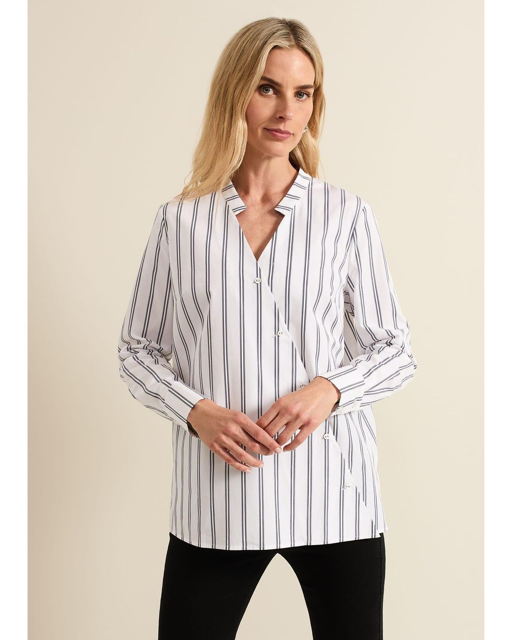 Phase Eight Natural Ashlyn Asymmetric Striped Shirt