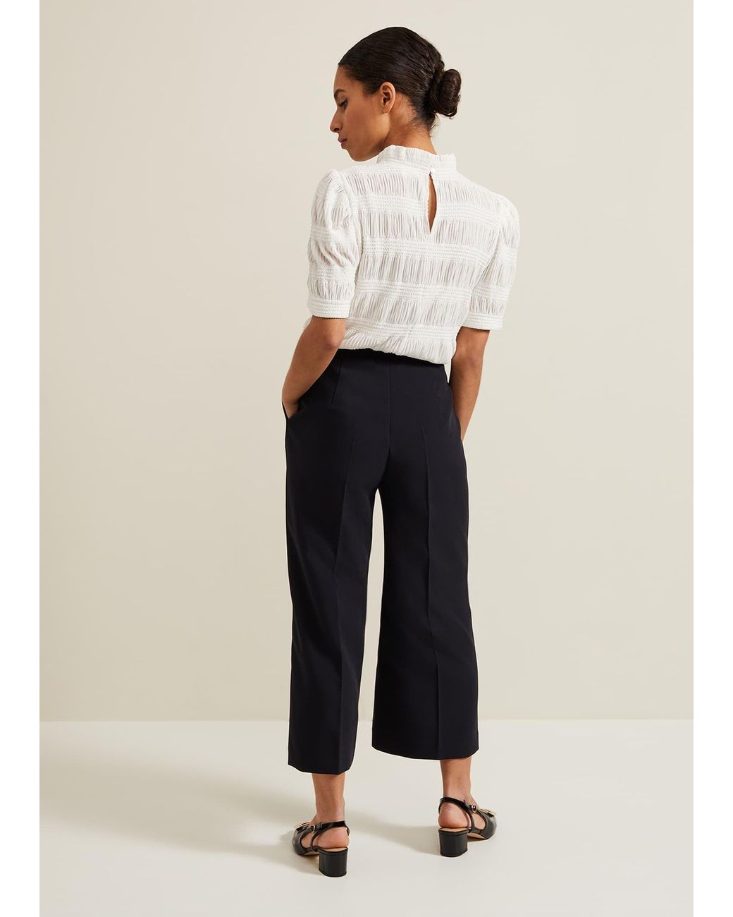 Phase Eight White Petite Aubrielle Clean Crepe Culottes