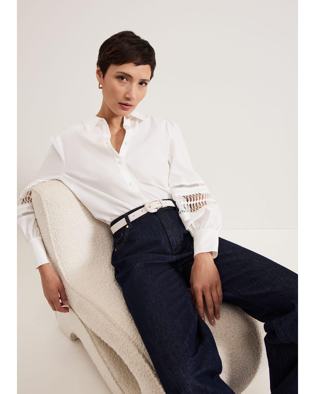 Phase Eight Blue Emmelina Broderie Shirt