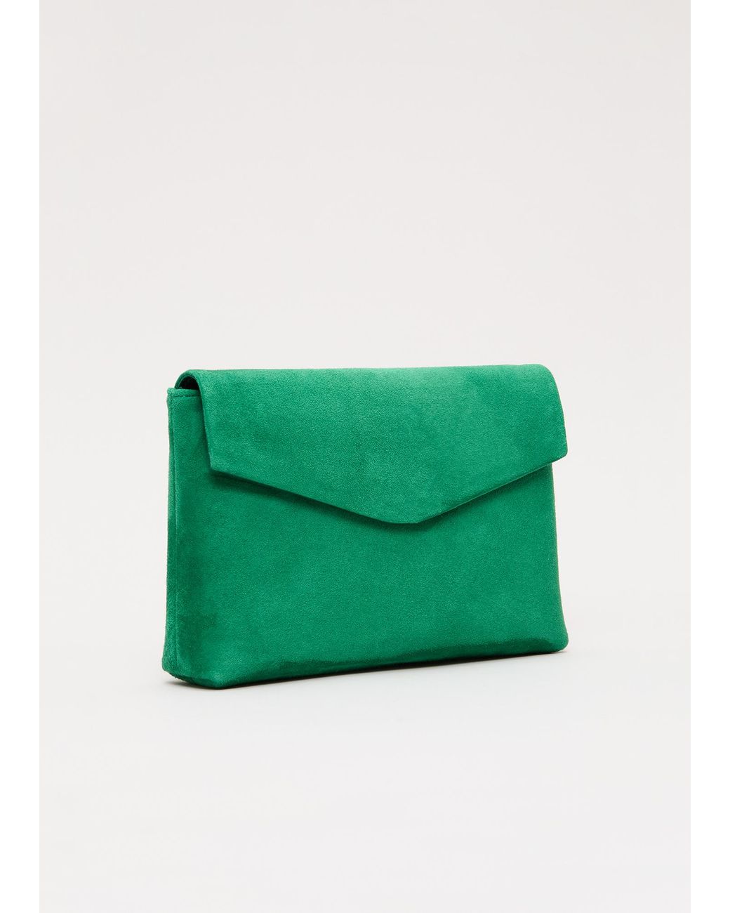 Phase Eight Green Suede Clutch Bag