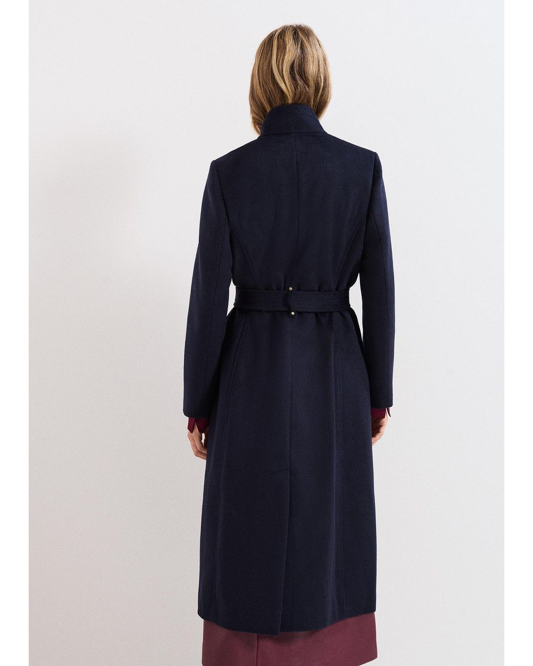 Phase Eight Blue Charlotte High Neck Wool Coat