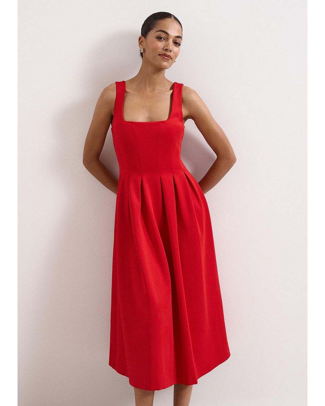 Phase Eight Red Katie Sleeveless Scuba Midi Dress