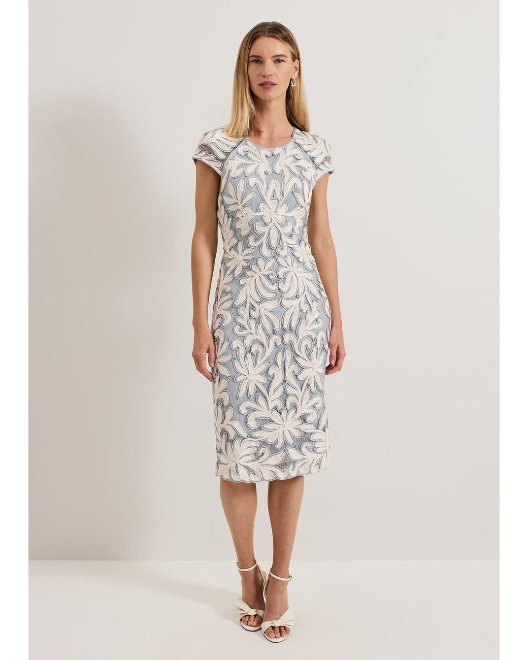 Phase Eight White Karima Tapework Midi Dress