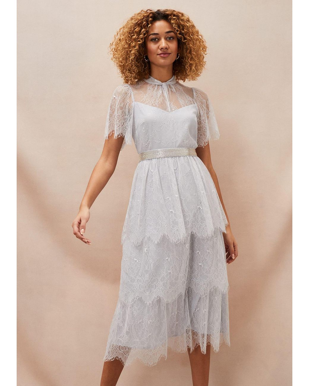Phase Eight Multicolor Ginnie Lace Tiered Midi Dress