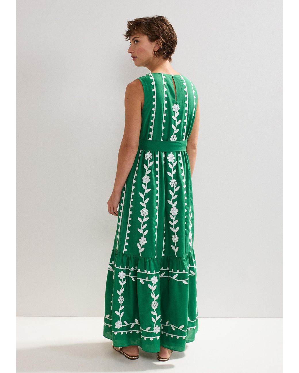 Phase Eight Green Ida Embroidered Midaxi Floral Dress