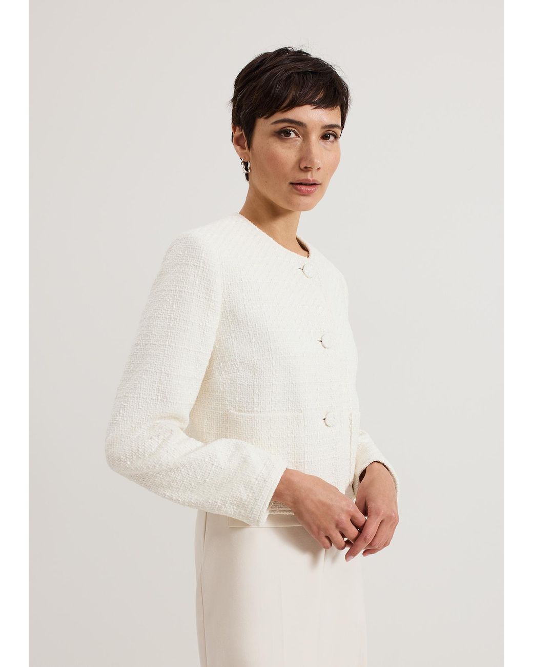 Phase Eight White Ripley Boucle Jacket