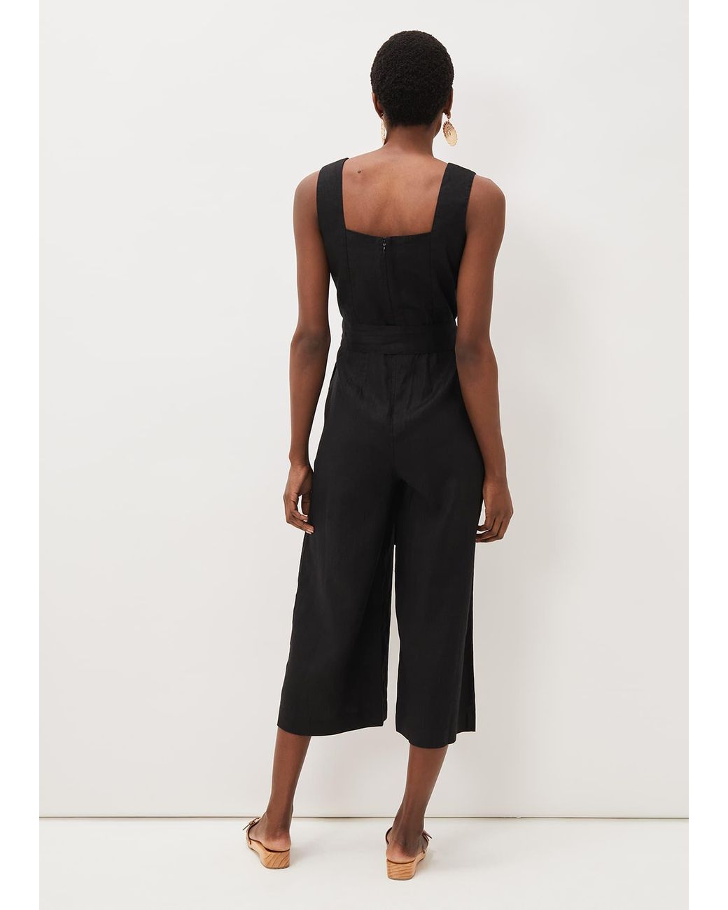Phase Eight Black Alenna Linen Wrap Jumpsuit