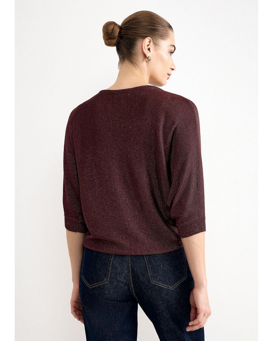 Phase Eight Purple Cristine Glitter Knit Batwing Jumper