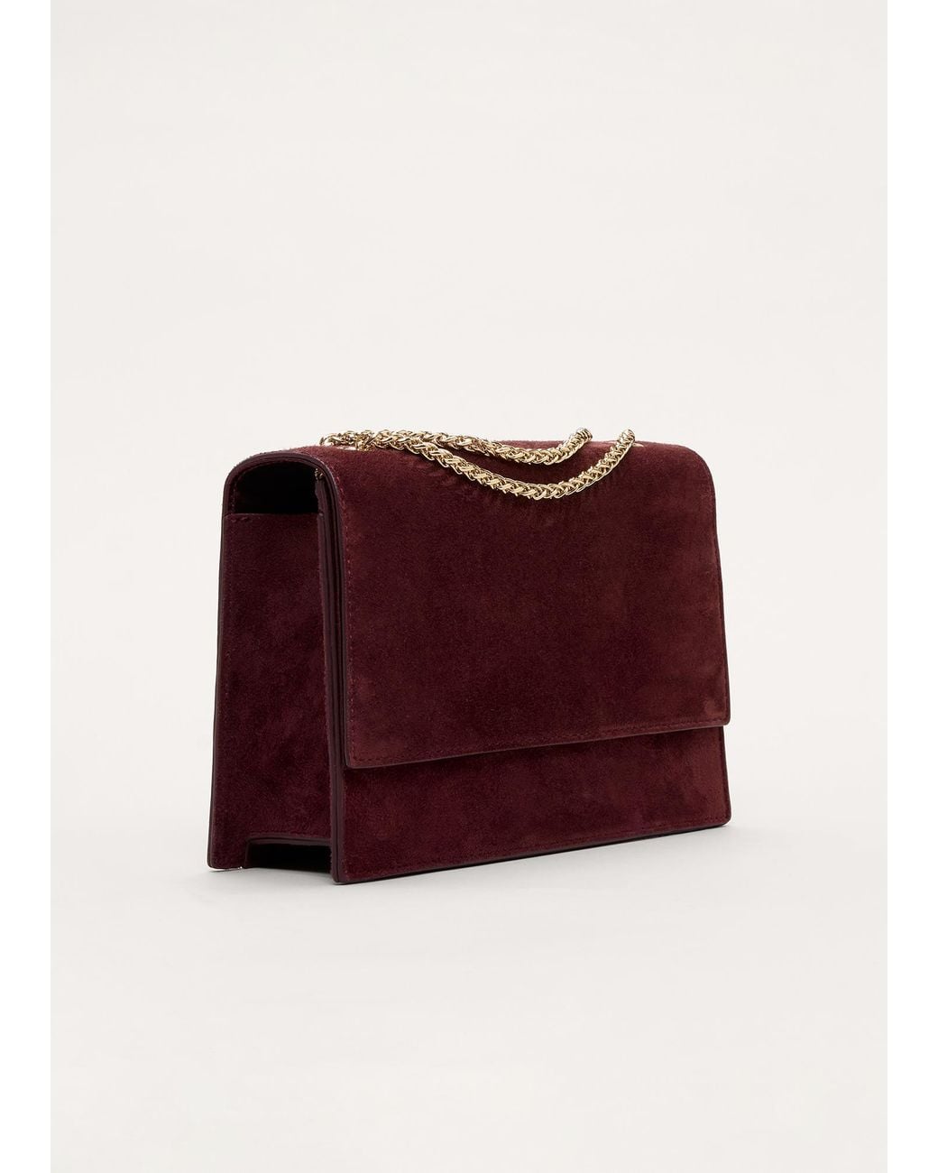 Phase Eight Red Suede Chain Handle Clutch Bag