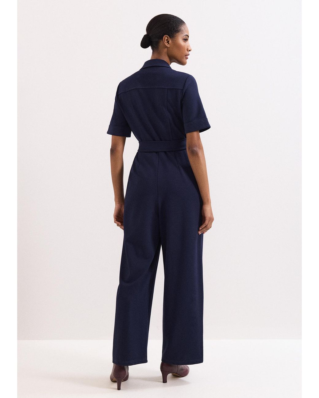 Phase Eight Blue Tabitha Ponte Zip Jumpsuit