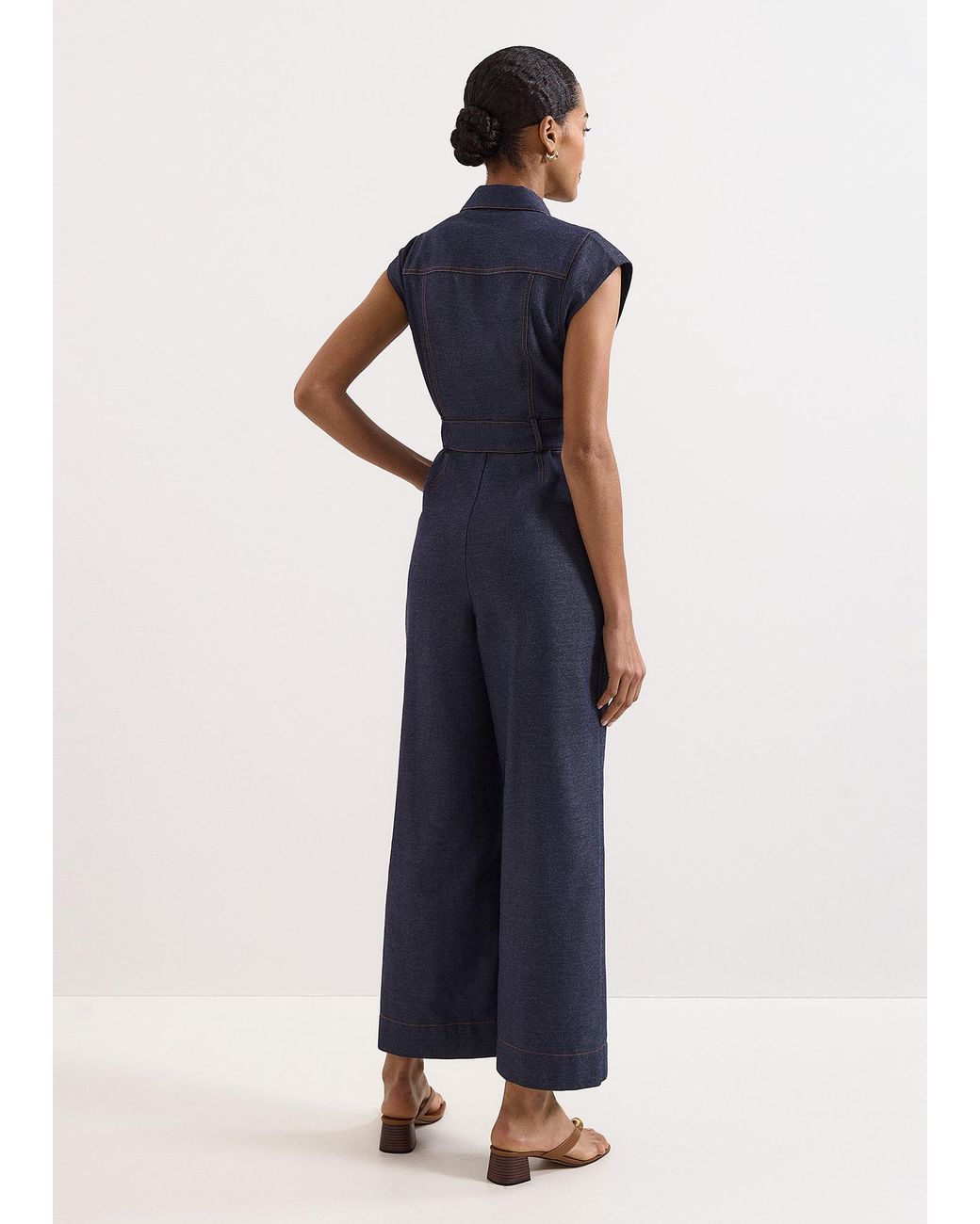 Phase Eight Blue Luiza Denim Wide-Leg Jumpsuit