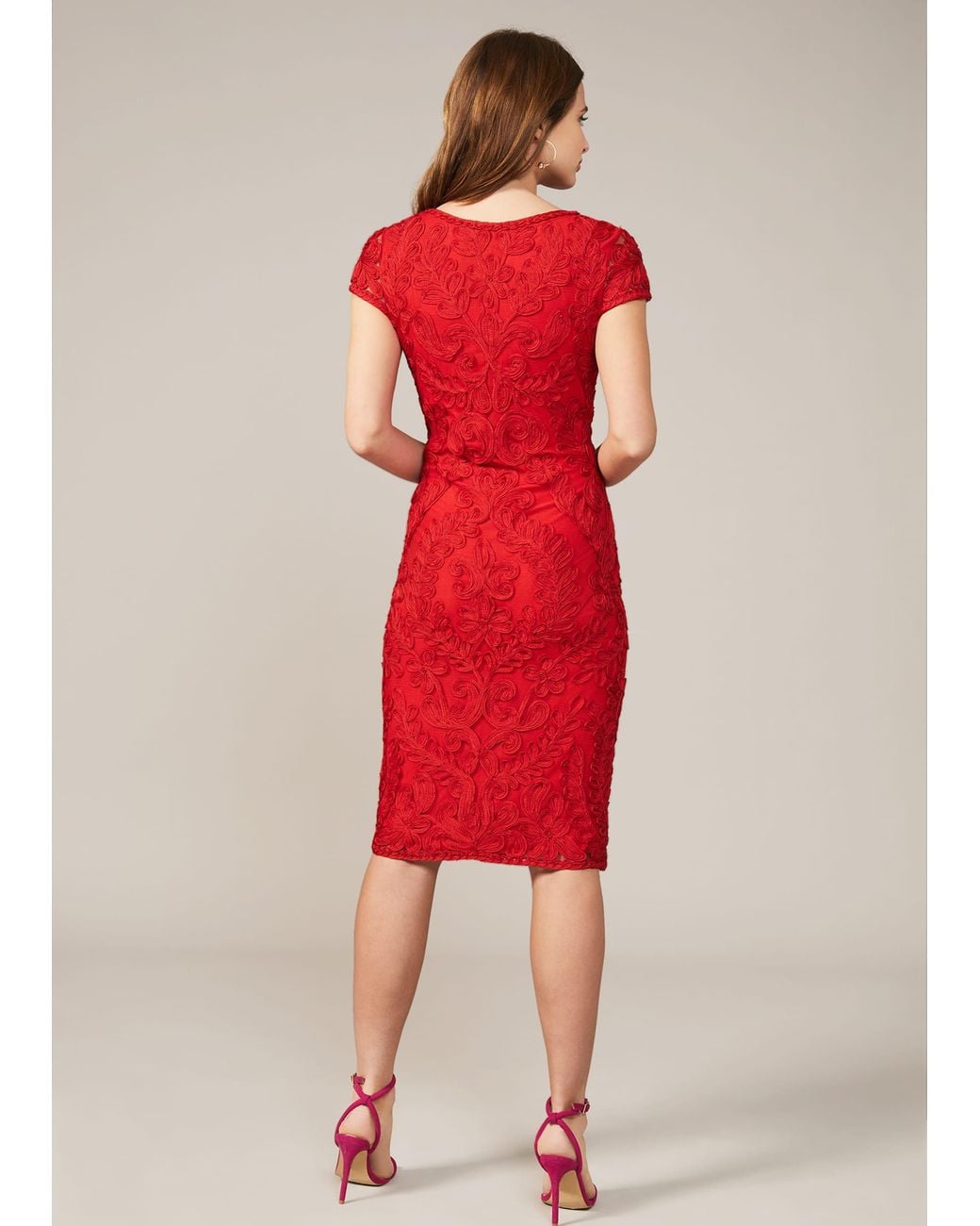 Phase Eight Red Cat Tapework Lace Fitted Dress