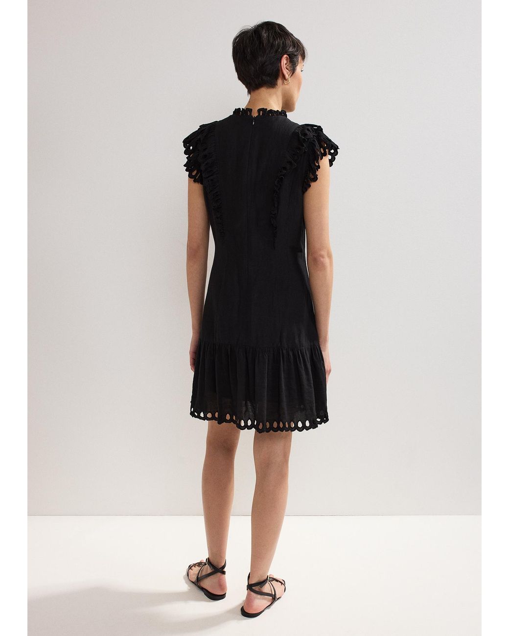 Phase Eight Black Reena Cutwork Embroidered Mini Dress