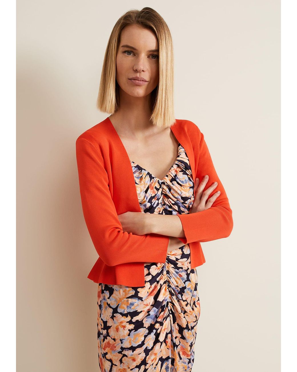 Phase Eight Red Salma Flare Hem Knitted Jacket