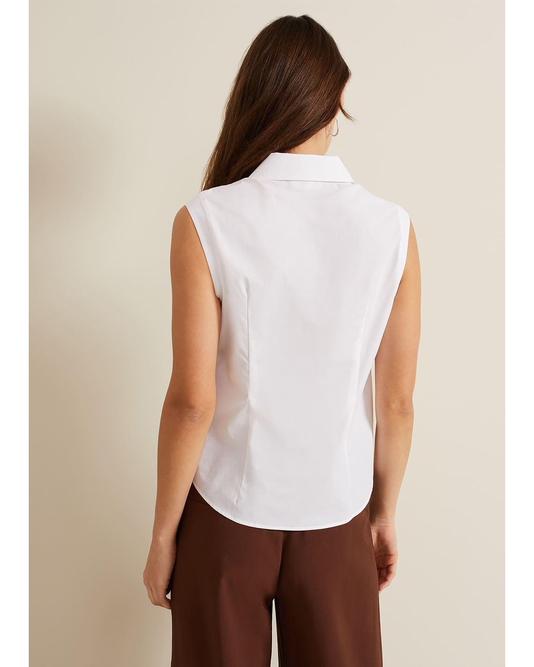Phase Eight White Aimee Sleeveless Shirt