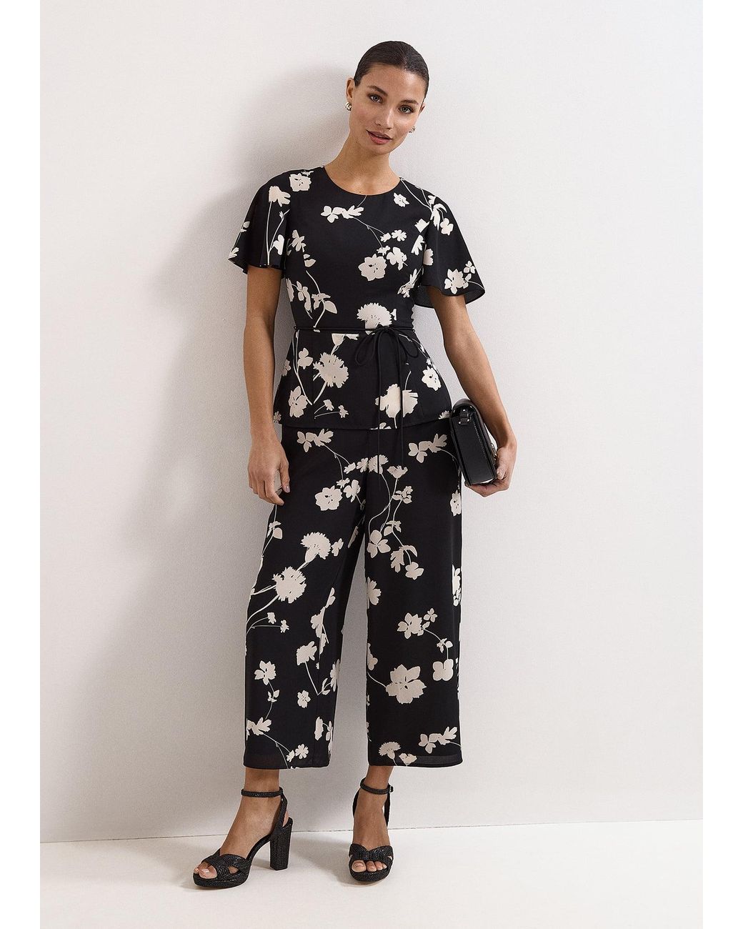 Phase Eight White Petite Jolie Floral Peplum Jumpsuit