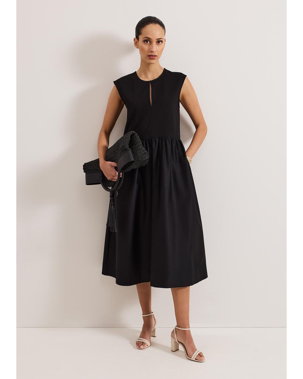 Phase Eight Black Jenny Mix Woven Dress