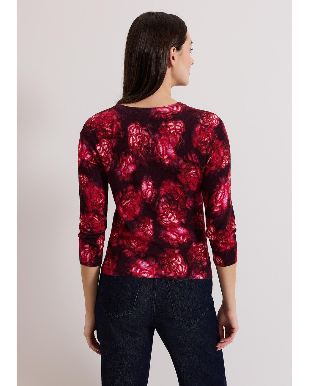 Phase Eight Red Dani Rose Printed Cardigan
