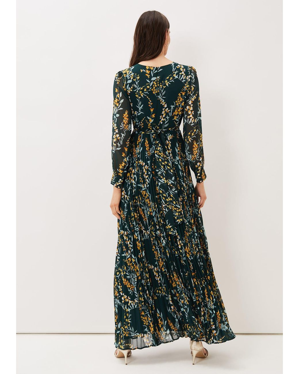 Phase Eight Green Carmen Pleated Maxi Dress