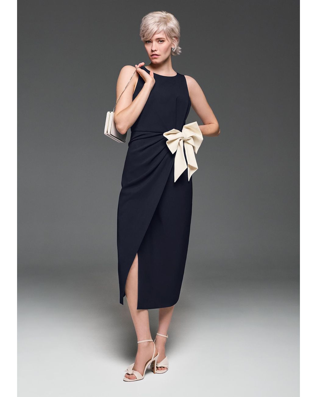 Phase Eight Blue Sophia Bow Trim Midaxi Dress