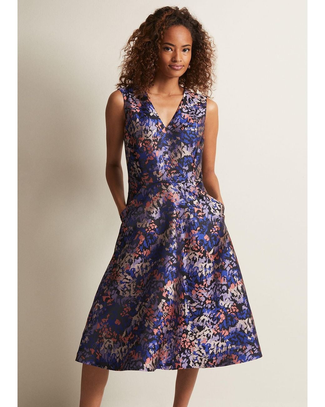 Phase Eight Blue Adonia Abstract Jacquard Dress