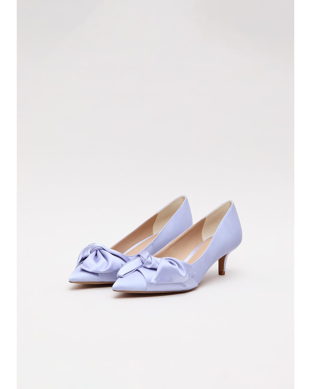 Phase Eight White Satin Knot Front Kitten Heel