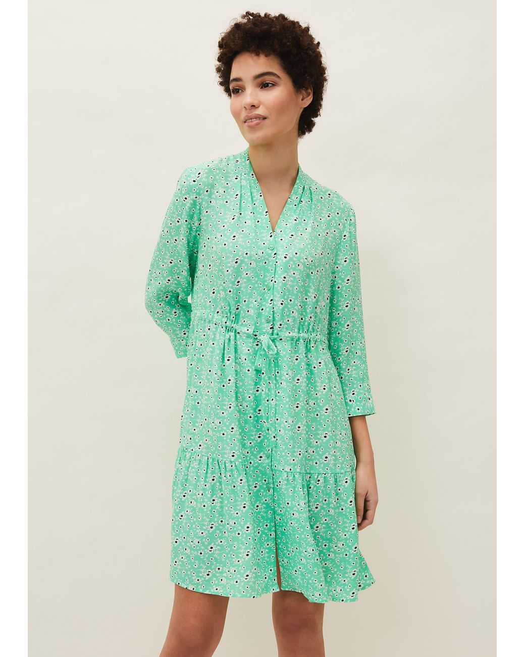 Phase Eight Green Diana Floral Swing Dress