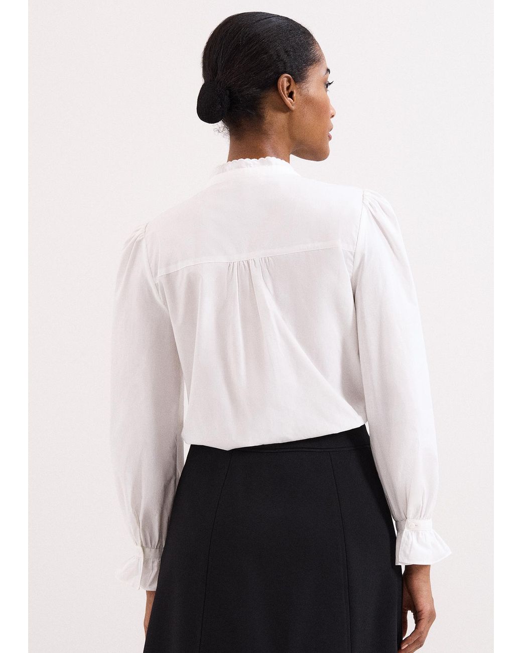 Phase Eight White Laurie Cotton Trim Detail Blouse