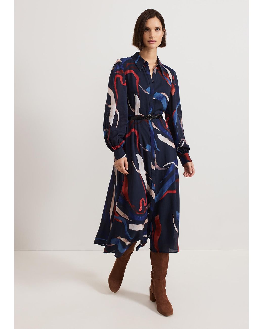 Phase Eight Blue Katy Horizon Shirt Midi Dress