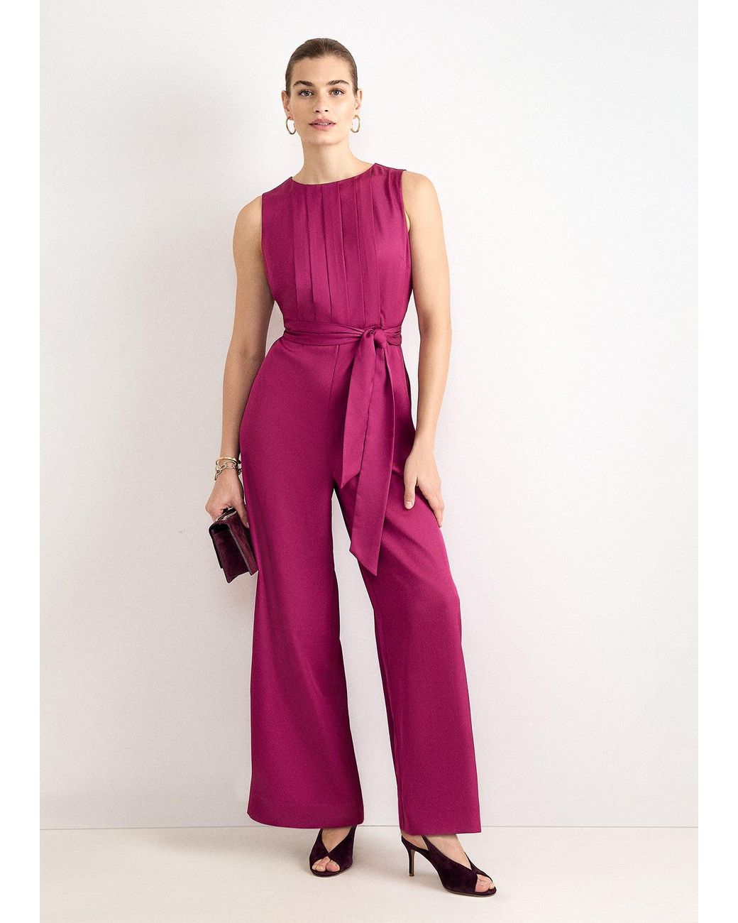 Phase Eight Pink Janine Sleeveless Wide Leg Jumpsuit