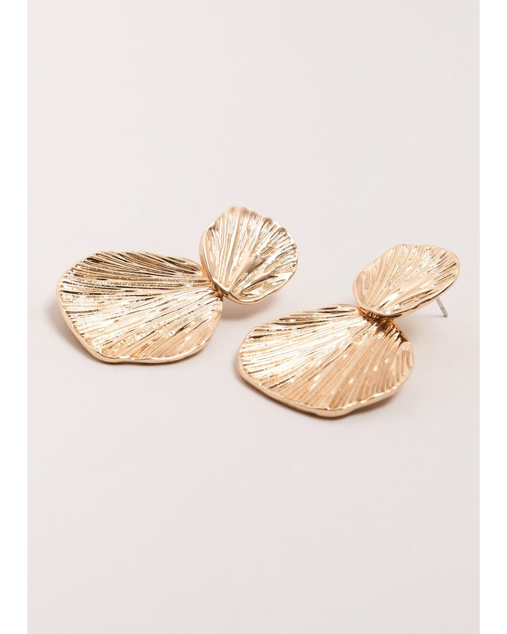 Phase Eight Natural Textured Disc Drop Earrings