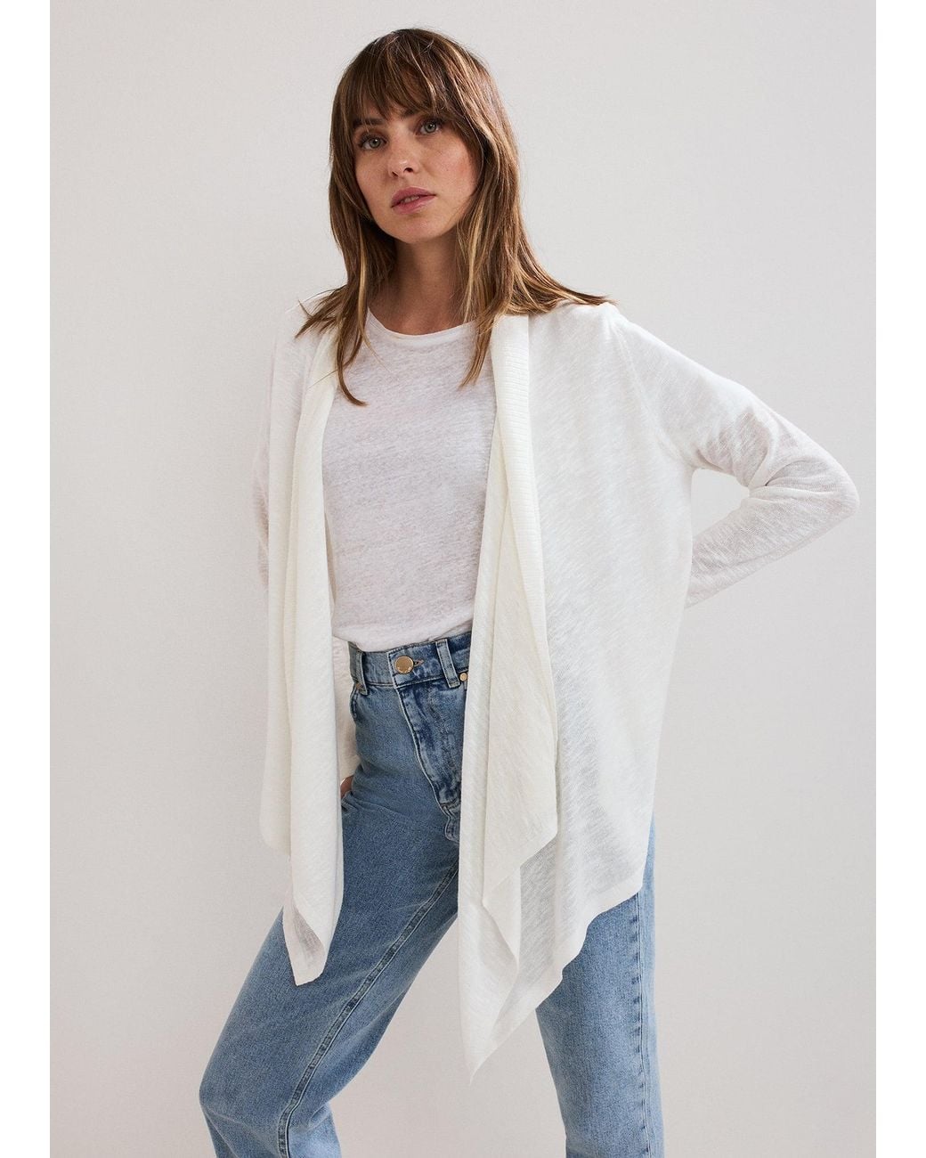 Phase Eight White Ayla Waterfall Cardigan