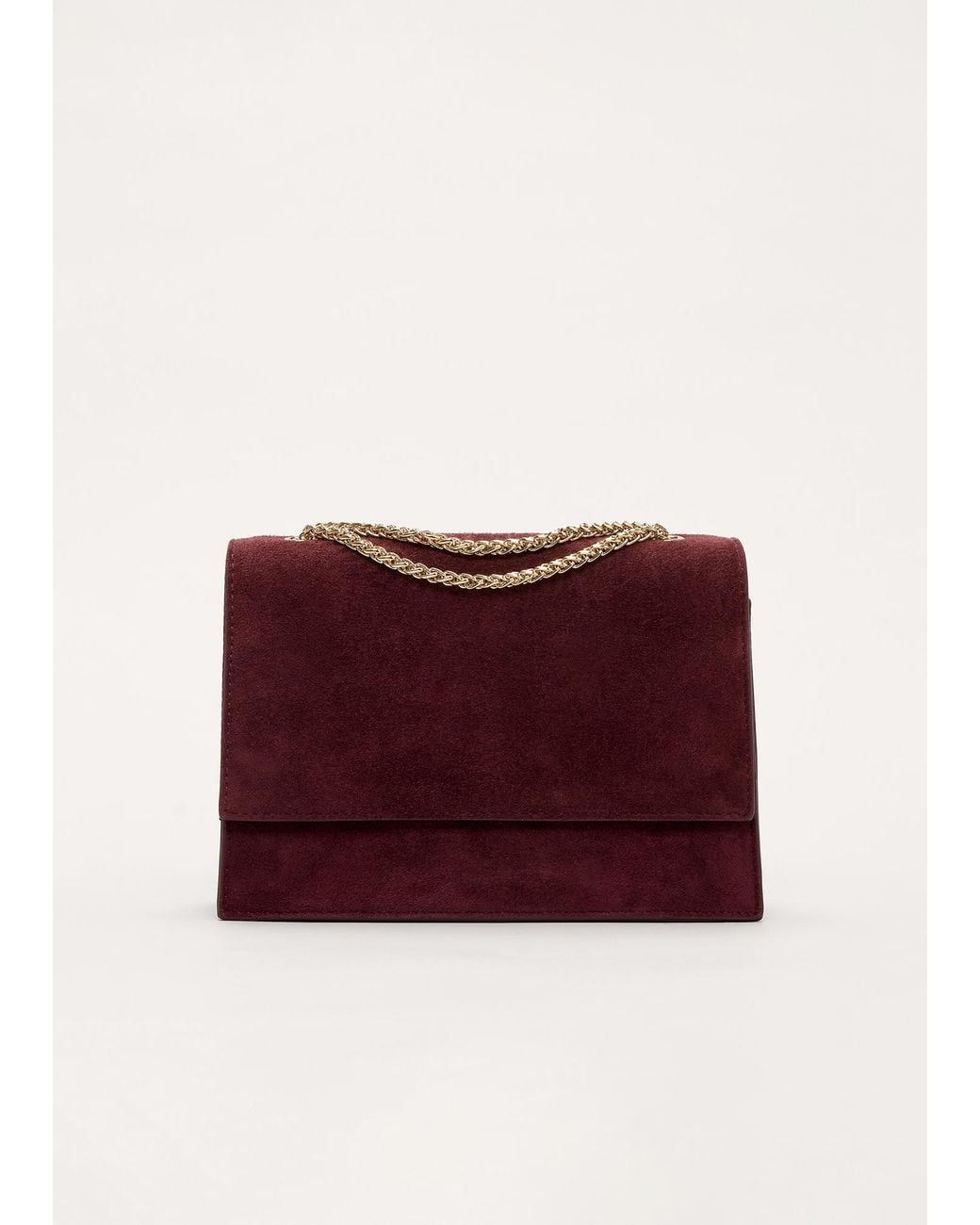 Phase Eight Red Suede Chain Handle Clutch Bag