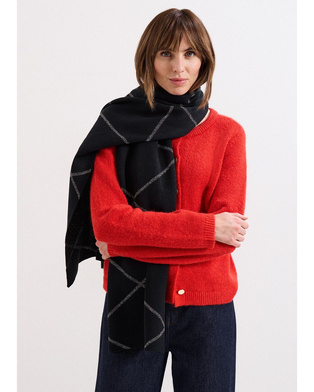 Phase Eight Red Luxe Lurex Scarf