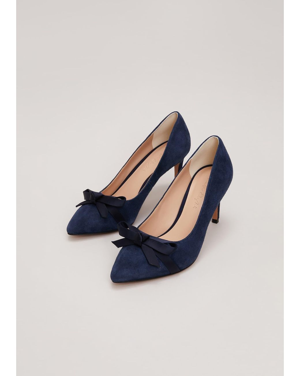 Phase Eight Blue Suede Bow Front Court Shoe
