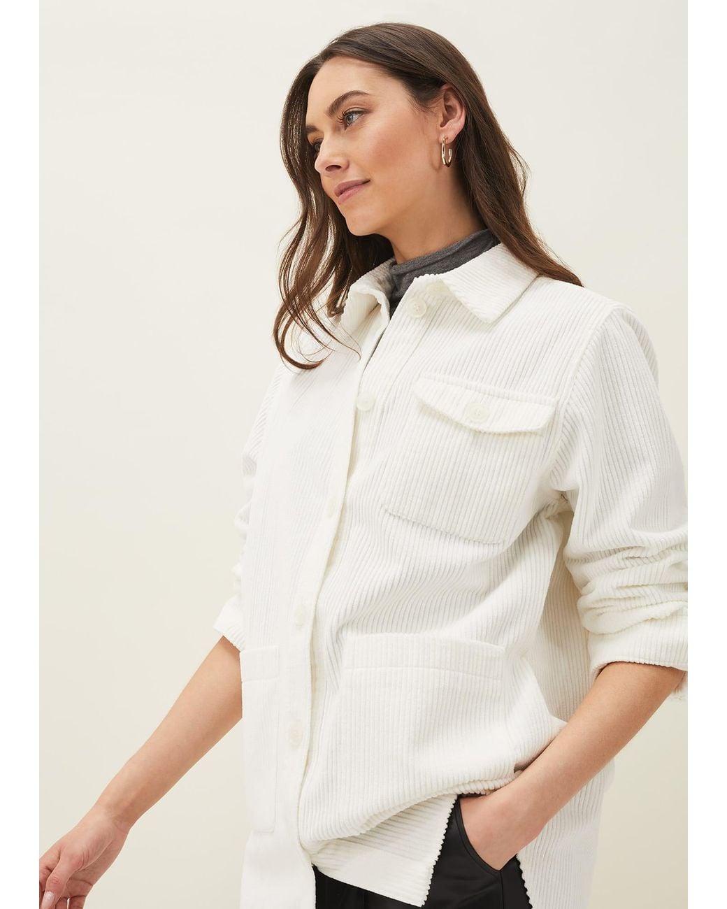 Phase Eight Natural Katrina Corduroy Shacket