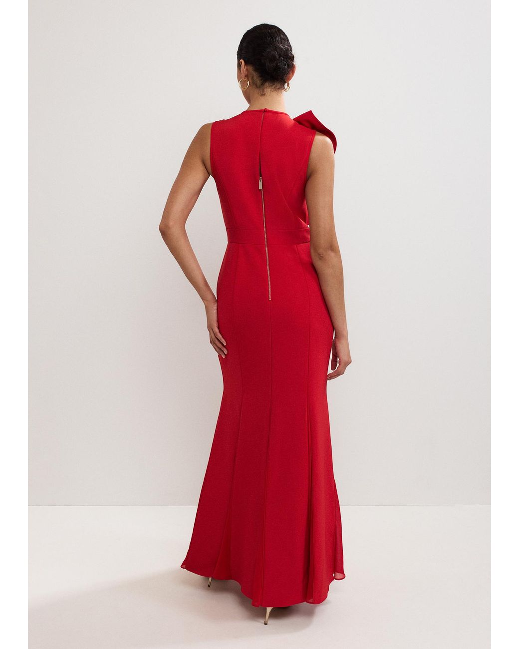 Phase Eight Red Petite Tyra Ruffle Shoulder Maxi Dress