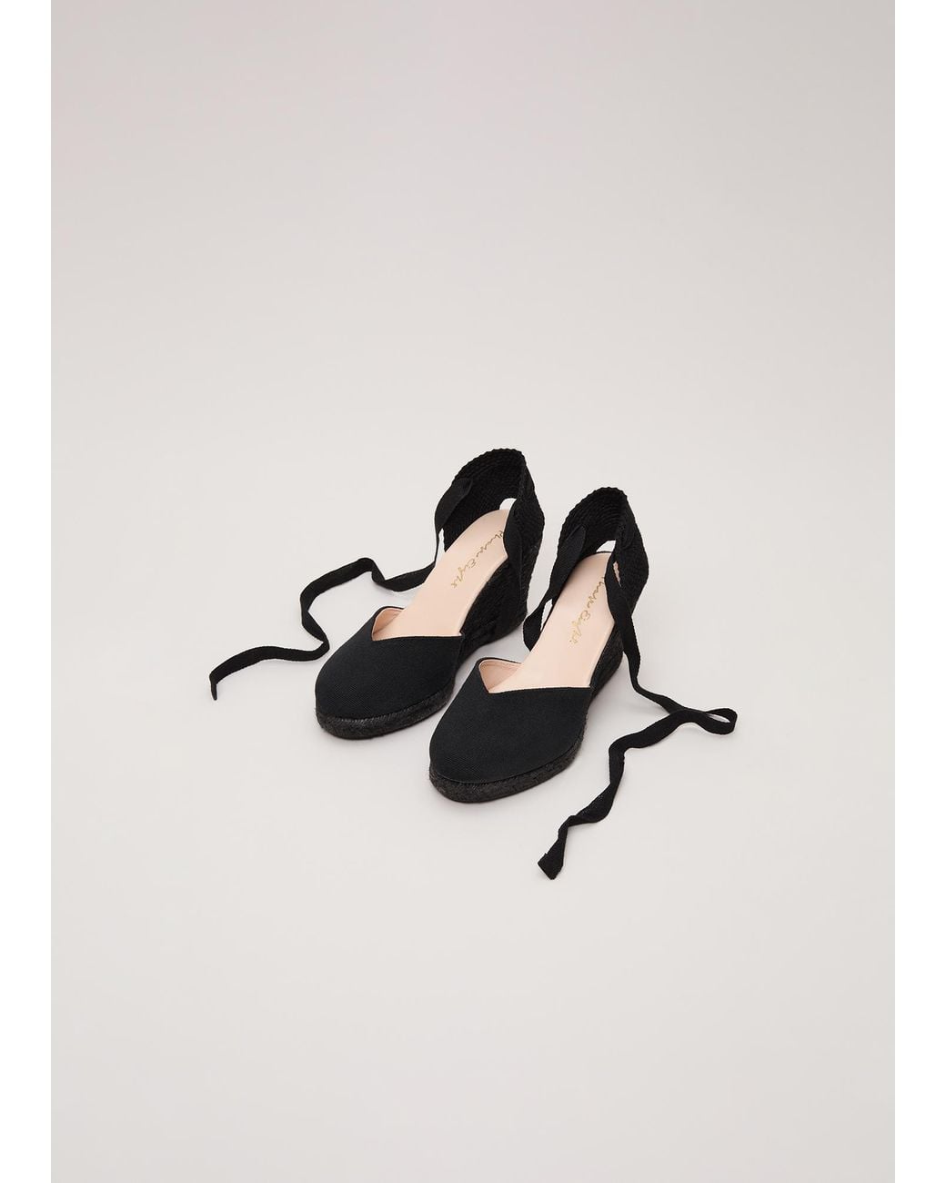 Phase Eight Black Canvas Wedge Espadrille