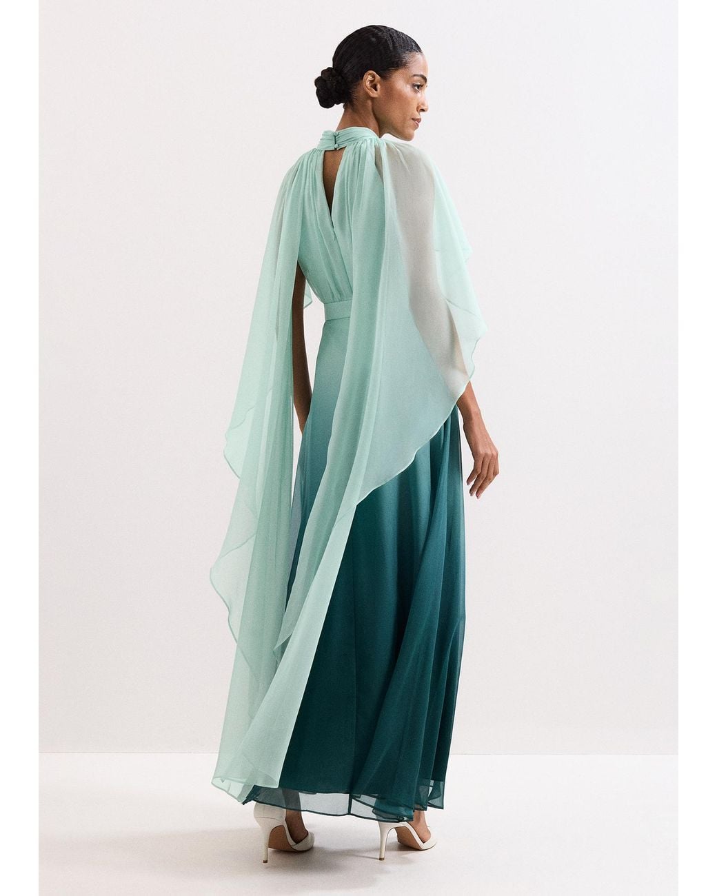 Phase Eight Green Petite Aspen Ombre Cape Maxi Dress