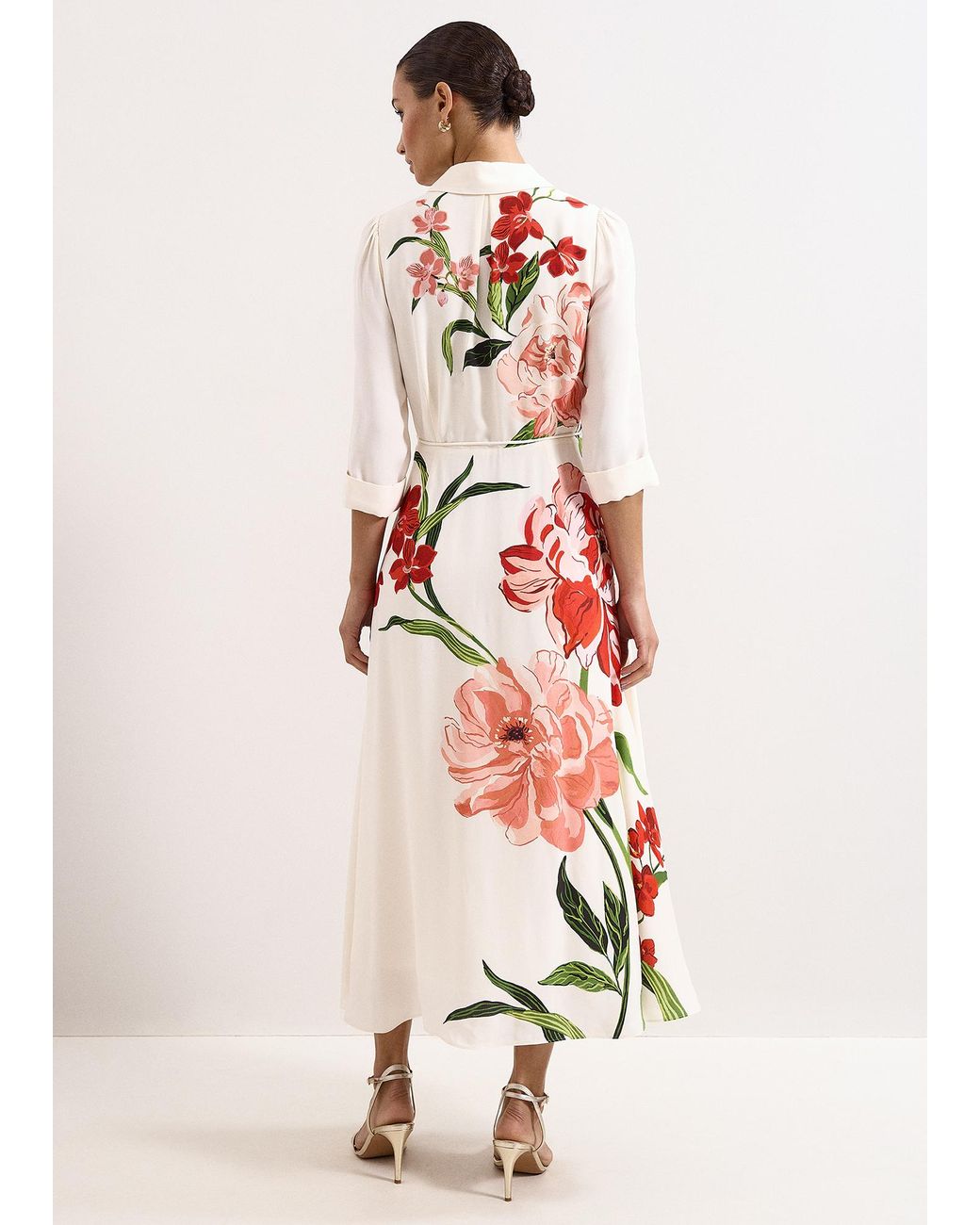 Phase Eight White Petite Anabella Floral Shirt Midi Dress