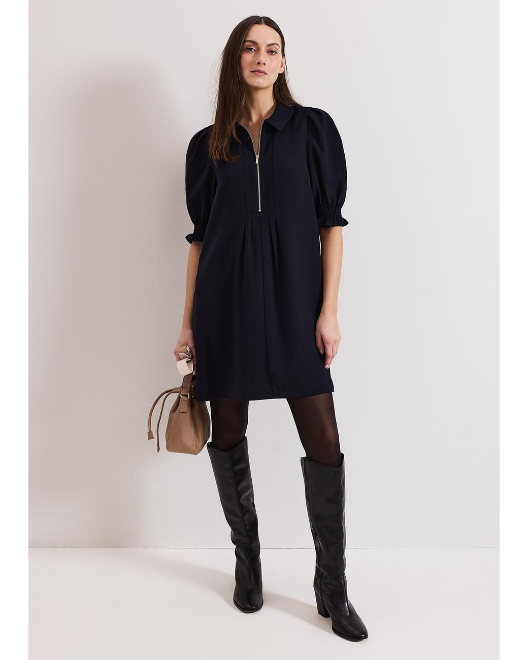 Phase Eight Blue Candice Zip Mini Dress