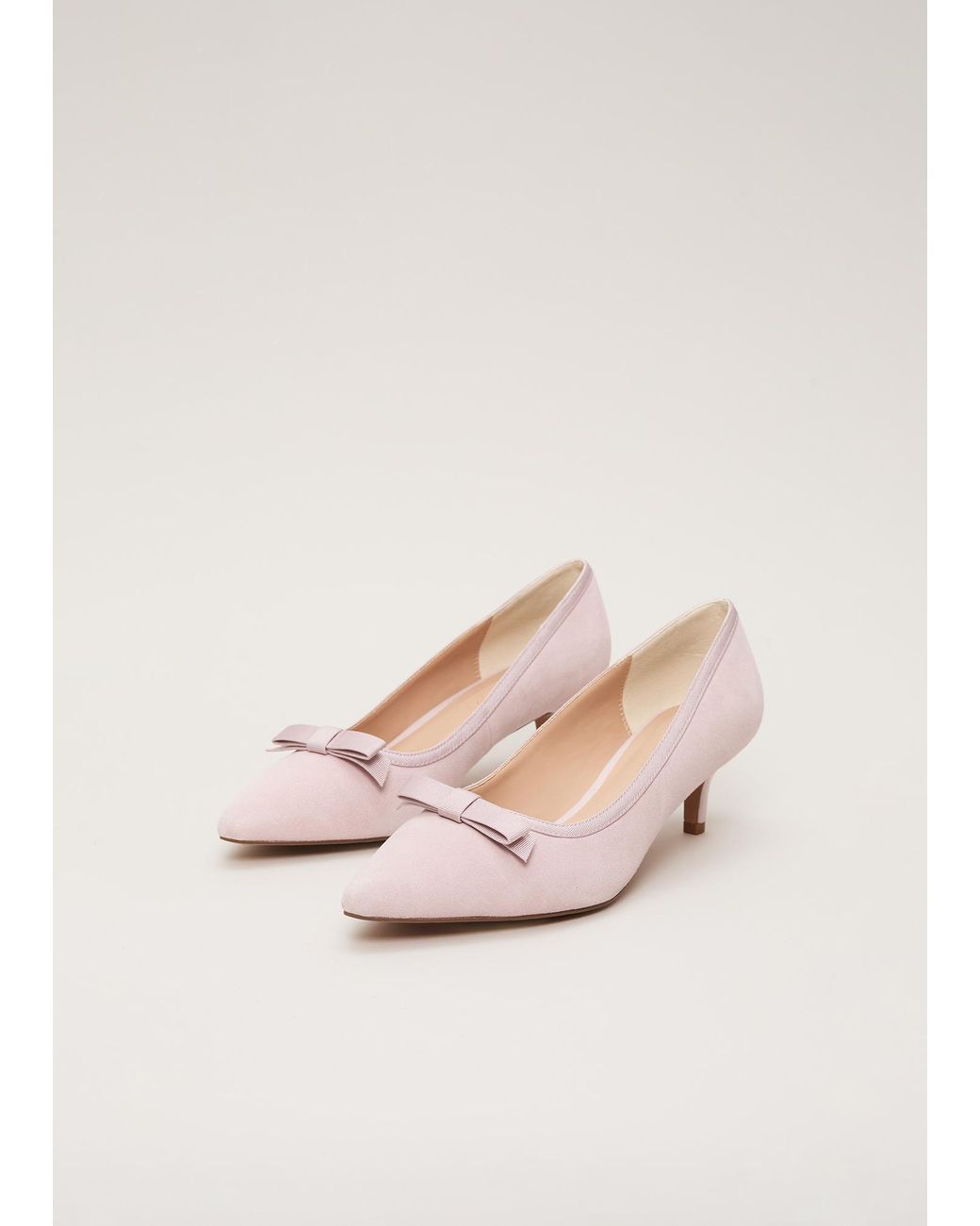Phase Eight Natural Bow Kitten Heel Court Shoe