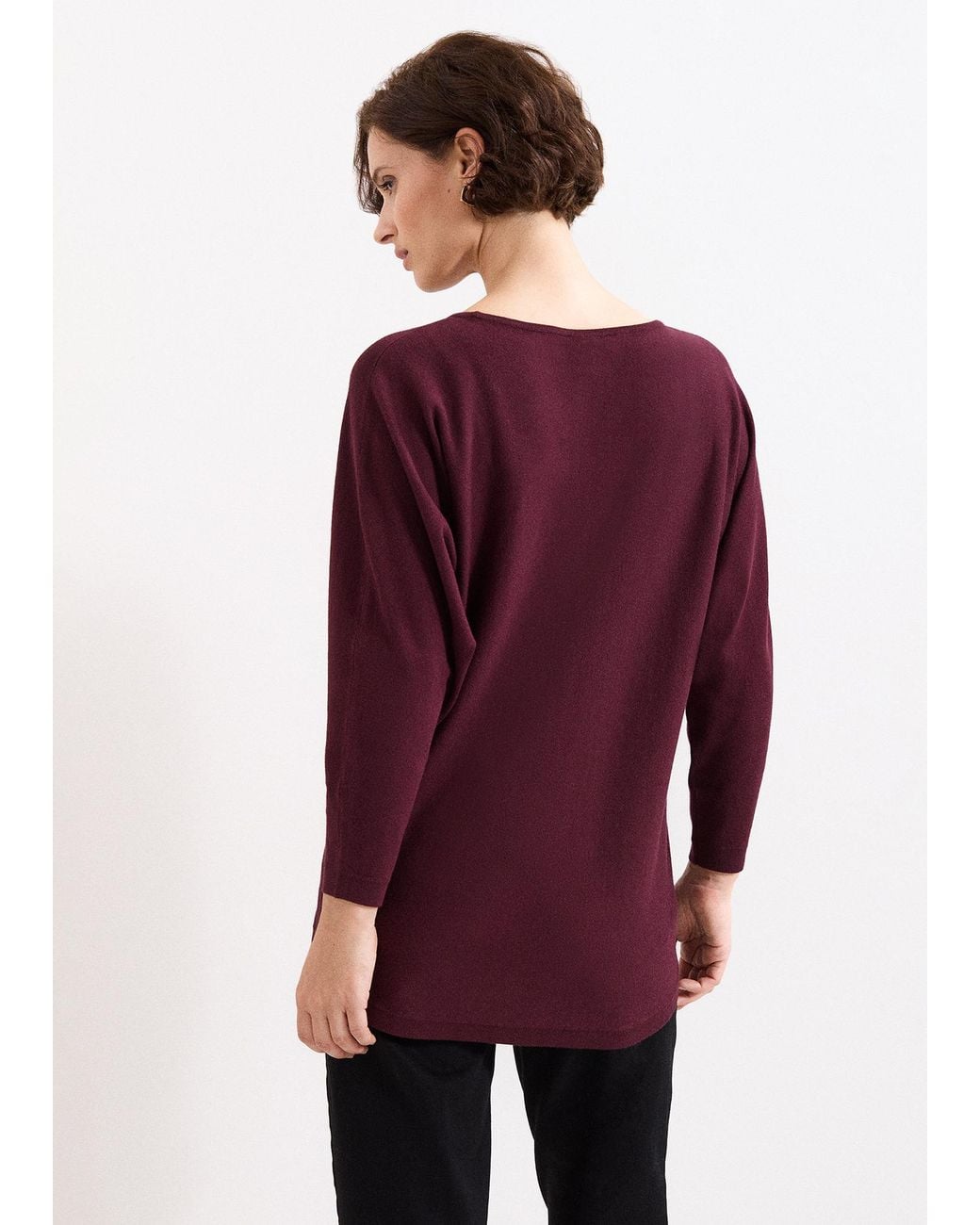 Phase Eight Purple Cristine Batwing Longline Knitted Jumper