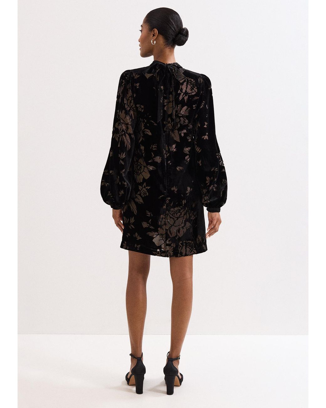 Phase Eight Black Petite Reanna Foil Shift Dress