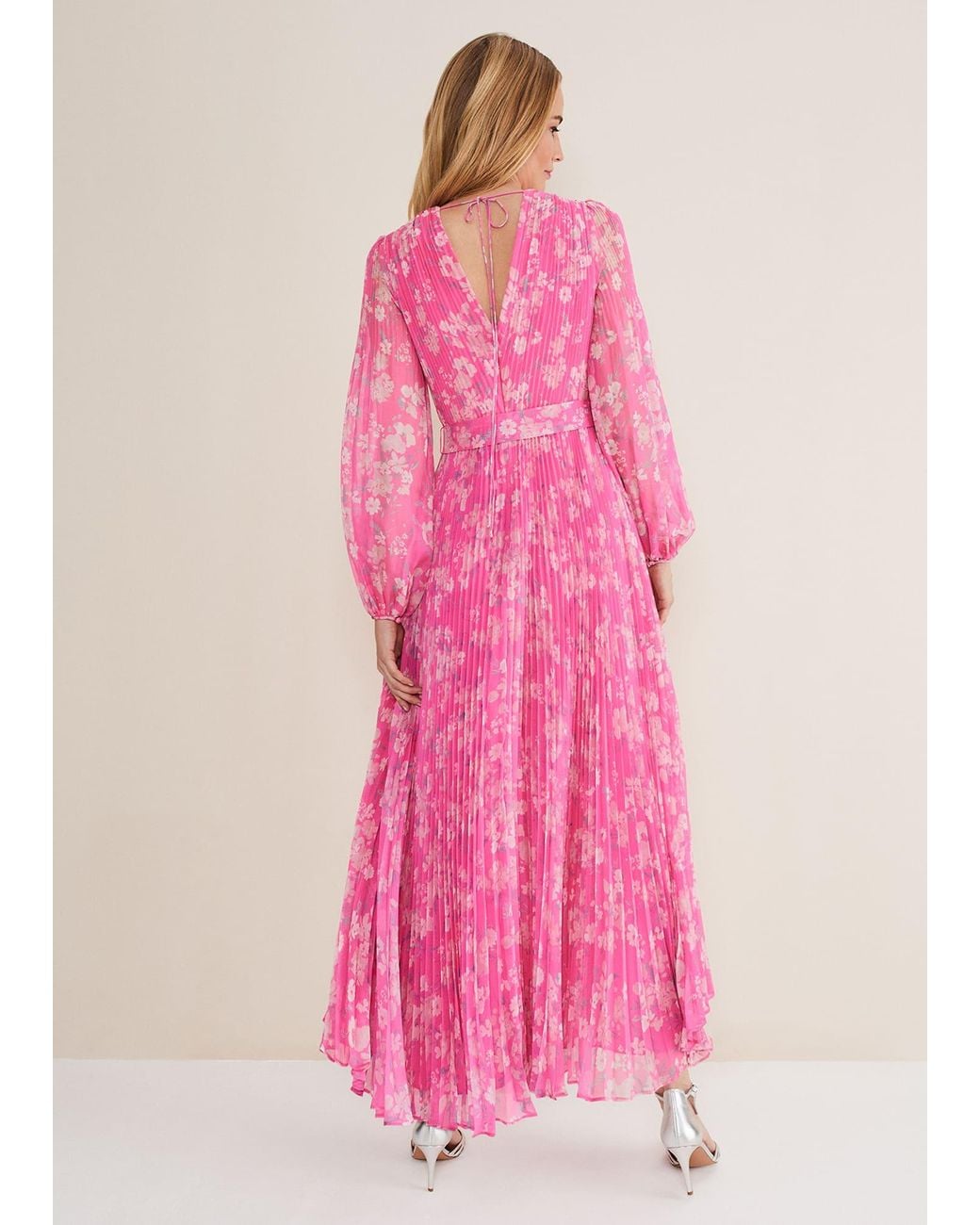 Phase Eight Pink Hayley Floral Pleated Maxi Dress
