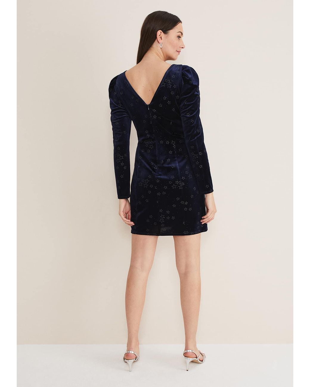 Phase Eight Blue Daria Velvet Star Dress
