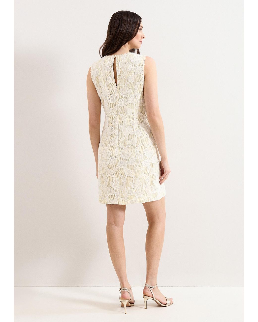 Phase Eight Natural Bryony Lace Shift Mini Dress
