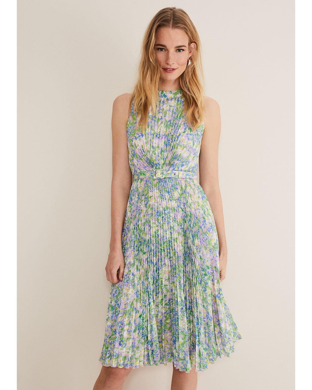 Phase Eight Multicolor Simara Daisy Pleated Midi Dress